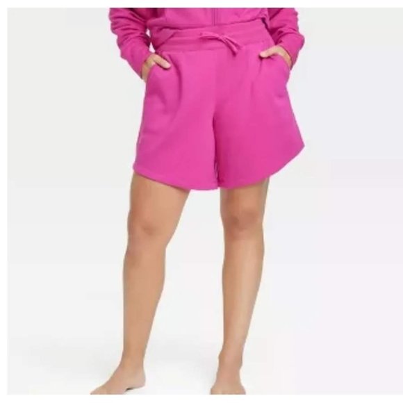 all in motion Pants - All In Motion  - Women's High-Rise Pull-On Fleece Shorts Pink Size L